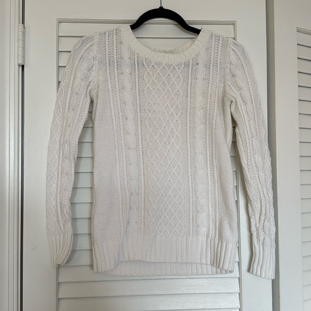 White XS Cotton Cable Knit Old Navy Sweater